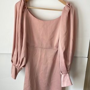 Mauve Pink Long Sleeve Satin Dress-Mimmy Yeboah Accra|NYC